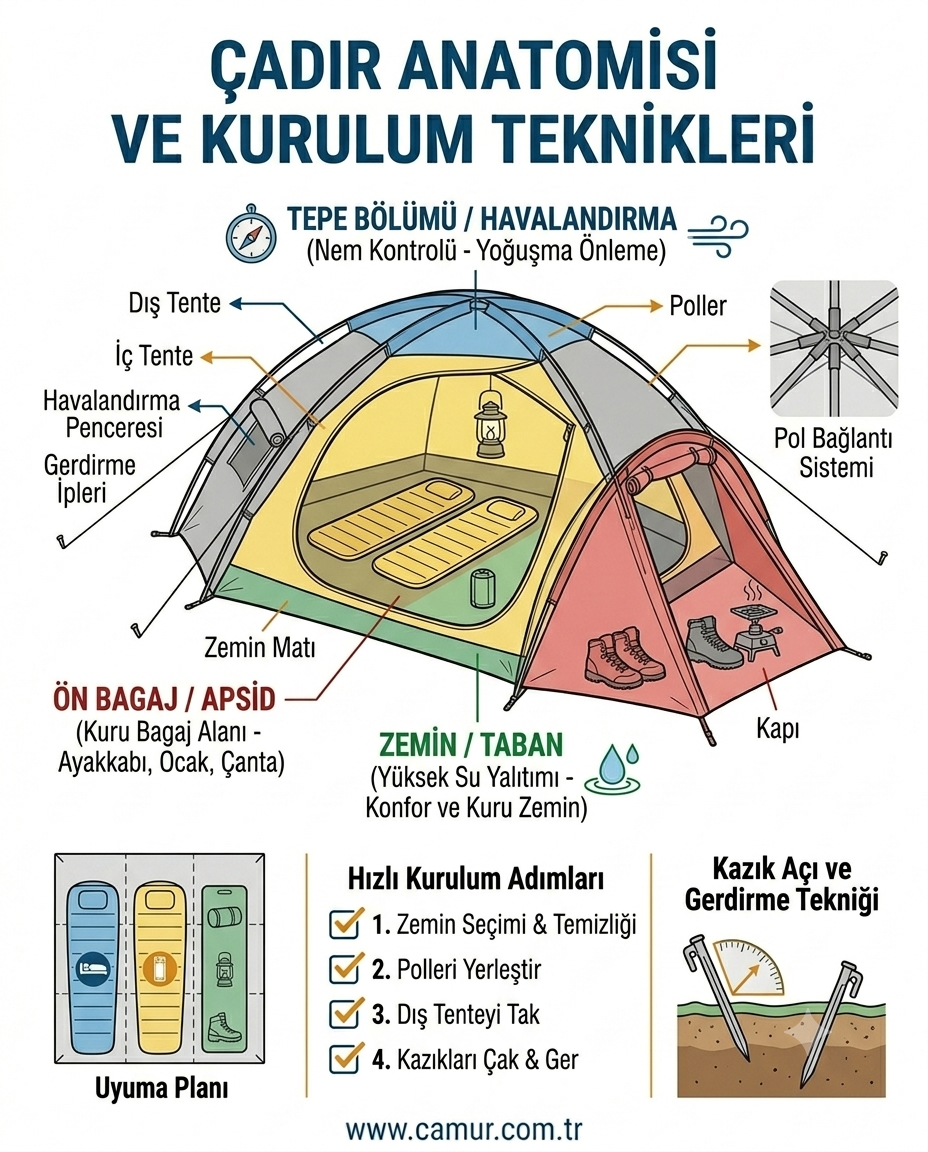 Kamp Çadırı Nasıl Seçilir? Çadır Anatomisi, Mevsim Seçimi ve Kurulum Rehberi