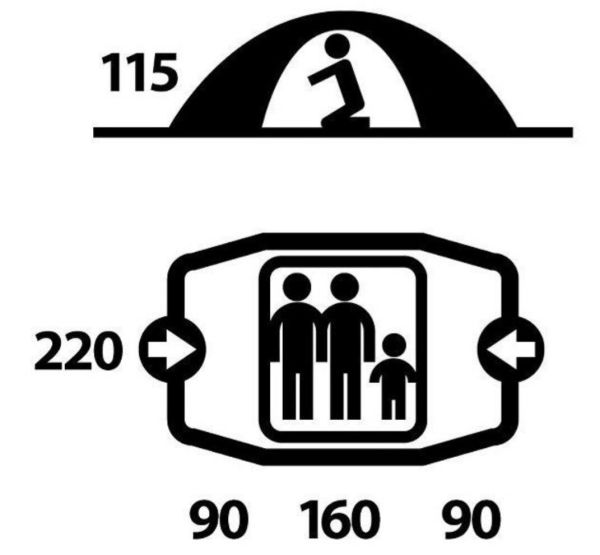 Husky BURTON 2+1 Kişilik Çadır YEŞİL - 3 KİŞİLİK