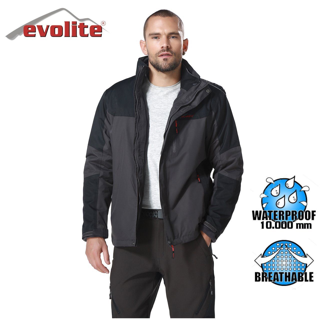 Evolite Diva Erkek 3in1 Gri/Siyah Mont M
