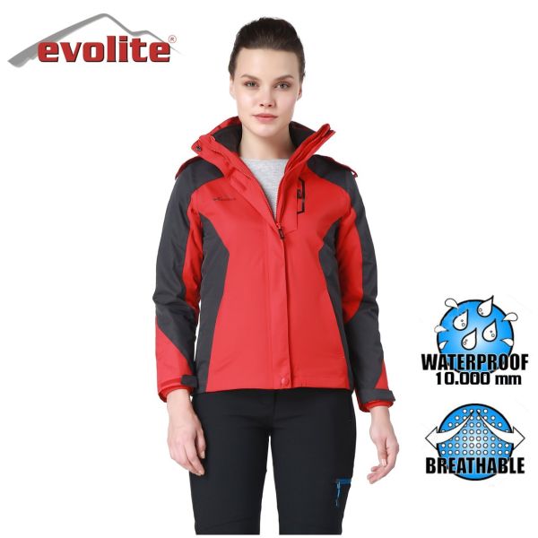 Evolite Diva Kadın 3in1 Gri/Kırmızı Mont L