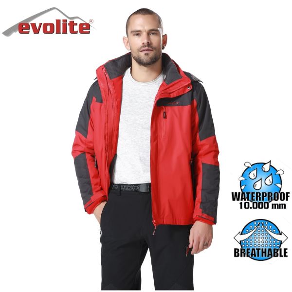 Evolite Diva Erkek 3in1 Gri/Kırmızı Mont L