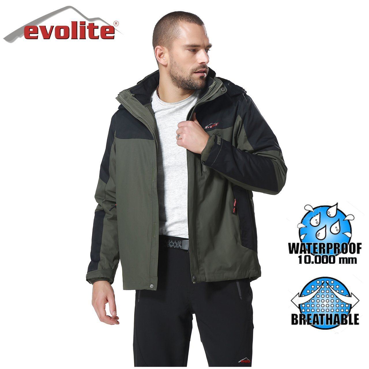 Evolite Diva Erkek 3in1 Haki/Siyah Mont S