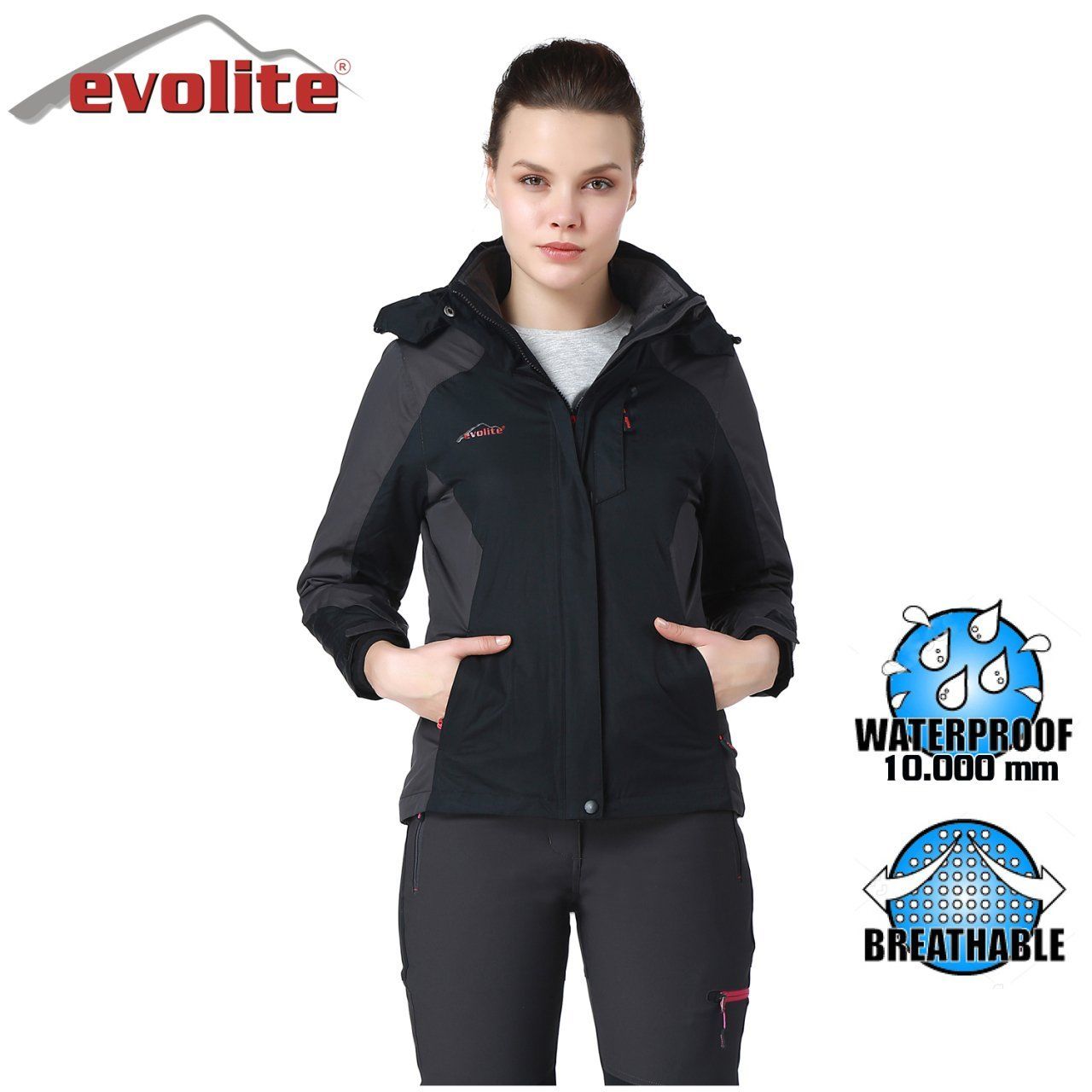 Evolite Diva Kadın 3in1 Gri/Siyah Mont L