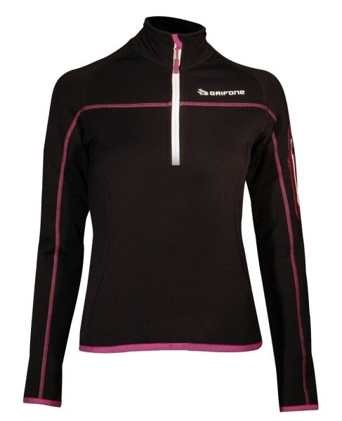 Grifone Elna Shirt Yarım Fermuarlı Polar Sweat Fuşya-Siyah - XS