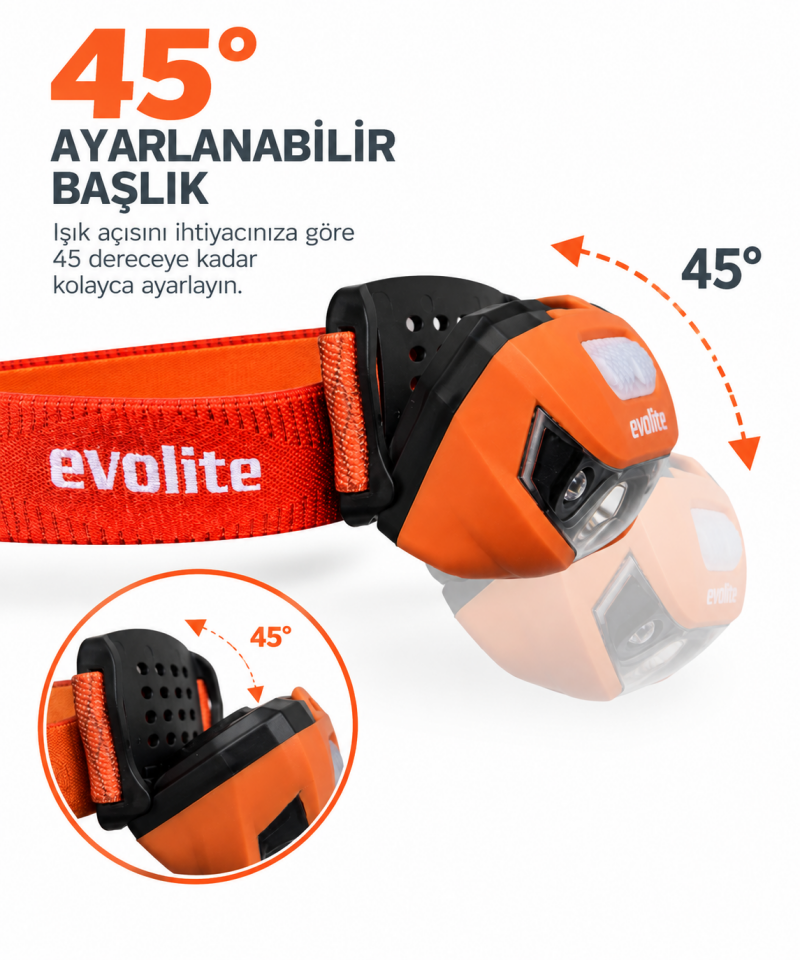 Evolite Shine 150 lm Kafa Lambası - Turuncu